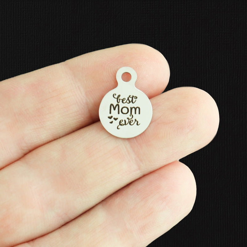 Best Mom Ever Stainless Steel 13mm Loop Charms - BFS008-8054