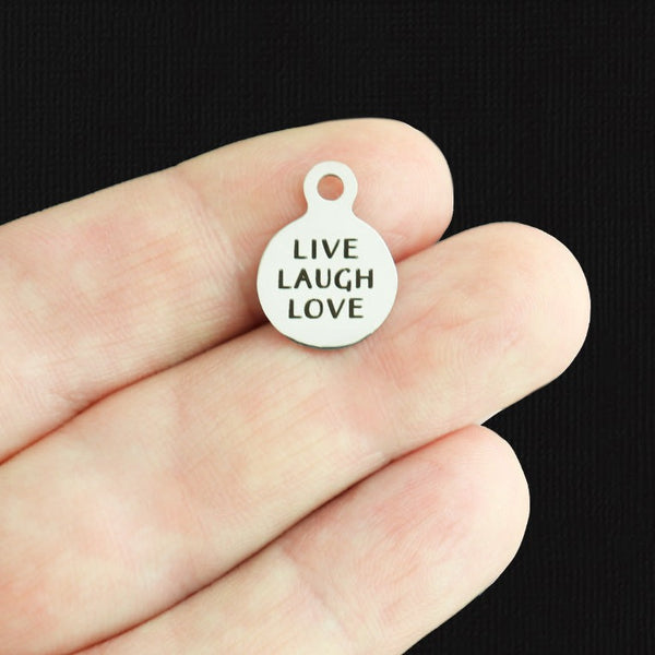 Live Laugh Love Stainless Steel 13mm Loop Charms - BFS008-8058