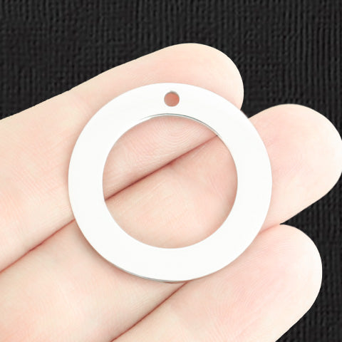Custom Stainless Steel Affirmation Circle Charm with Hole - Personalized