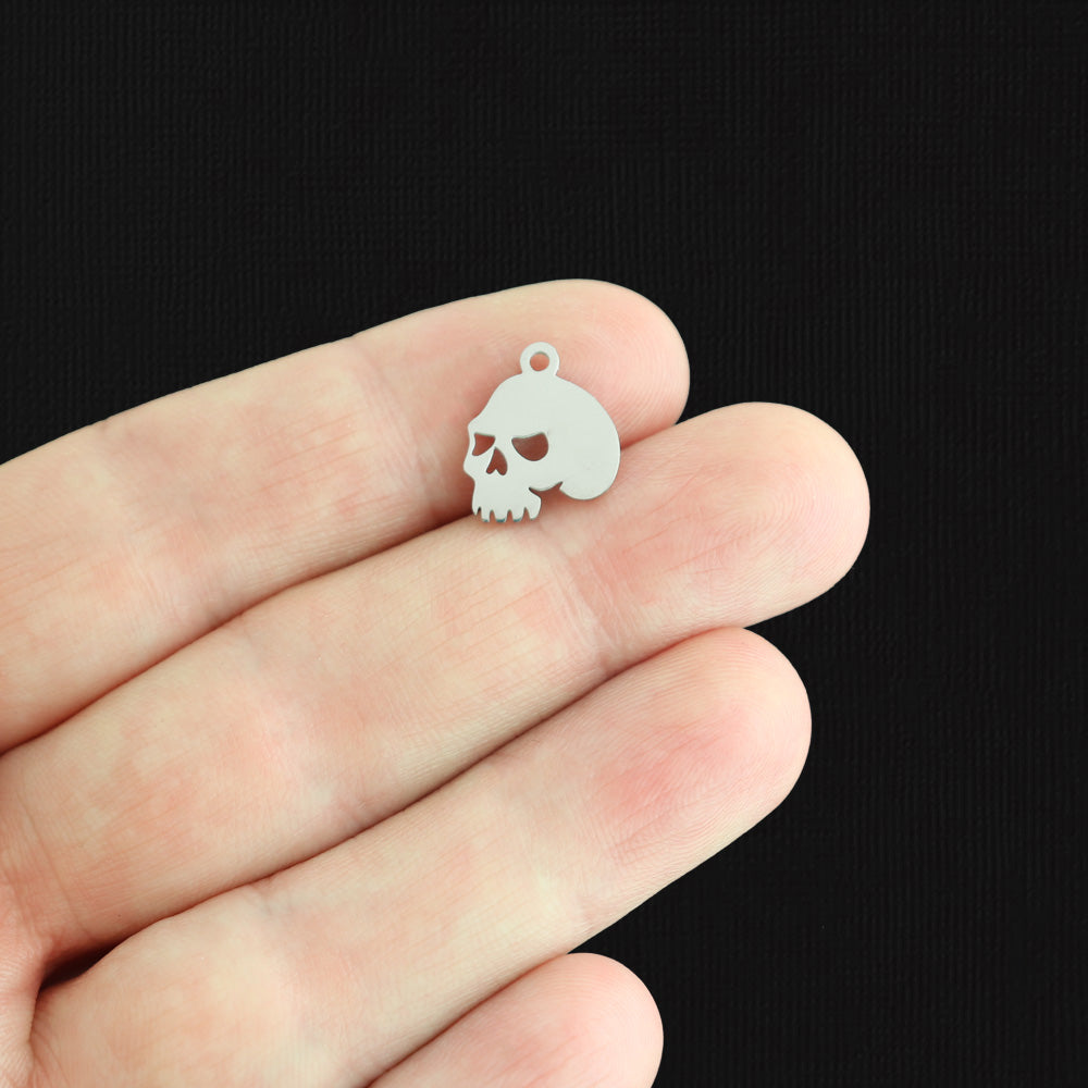 BULK 10 Skull Silver Tone Stainless Steel Charms - SSP561