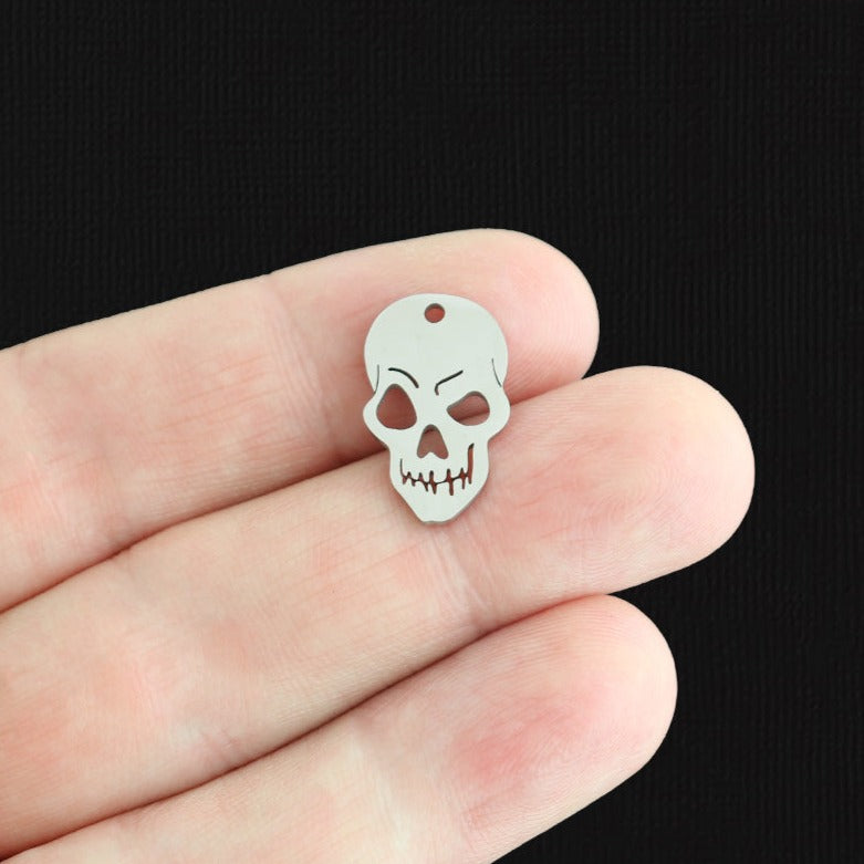 BULK 10 Skull Silver Tone Stainless Steel Charms - SSP590