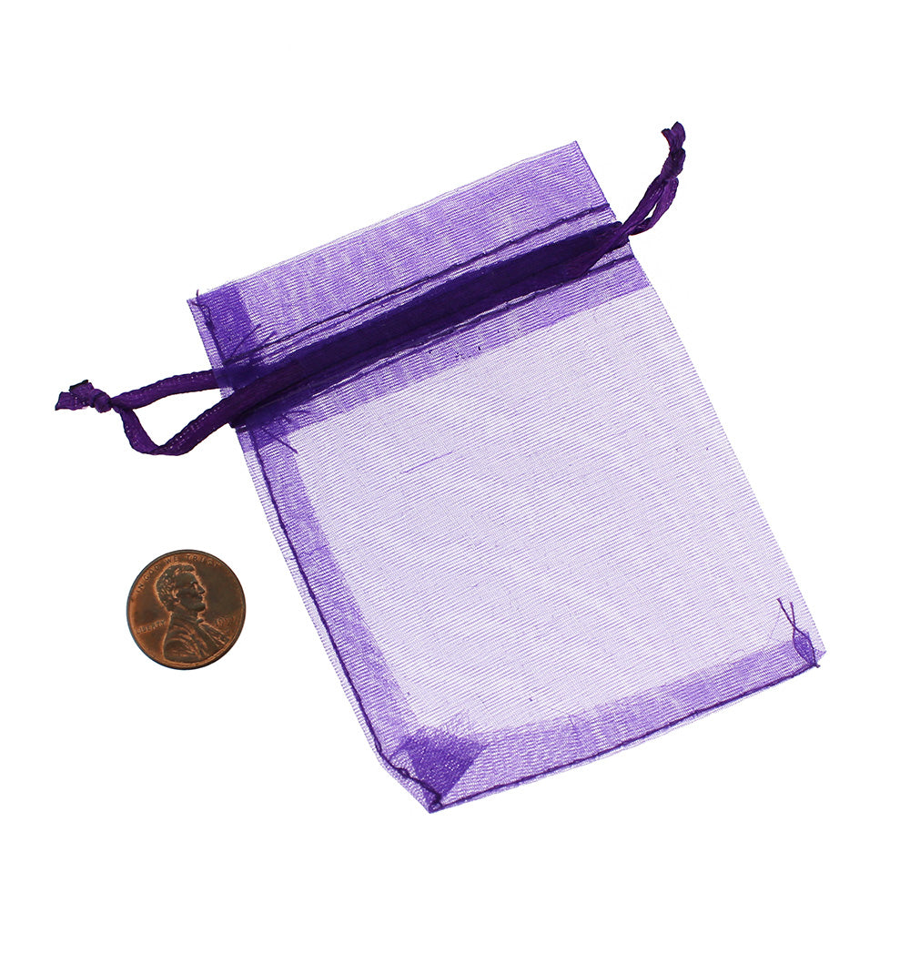 BULK 50 Sacs Organza Cordon 9cm x 7cm Couleurs Assorties - Z743