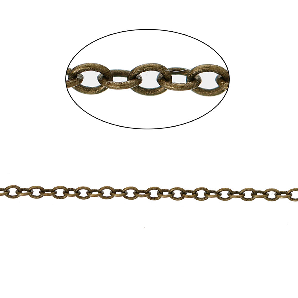 BULK Antique Bronze Tone Cable Chain 16Ft - 1.5mm - FD369