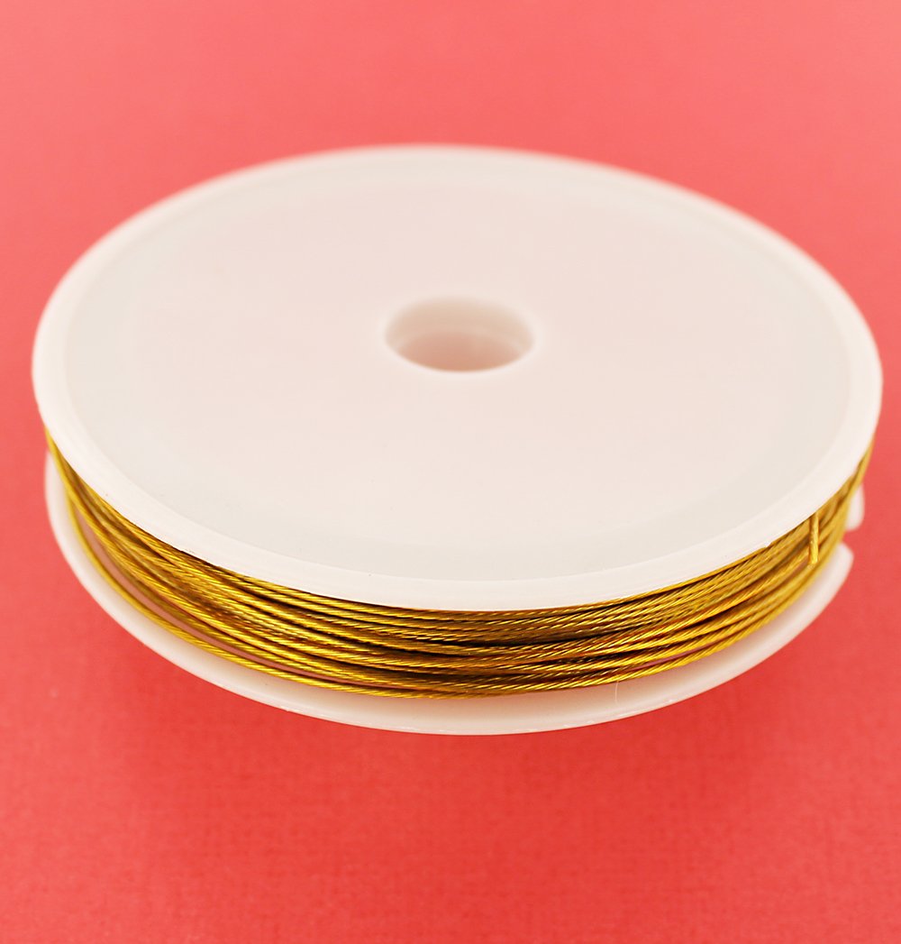 BULK Antique Gold Tone Beading Wire 49Ft - 0.8mm - Z275