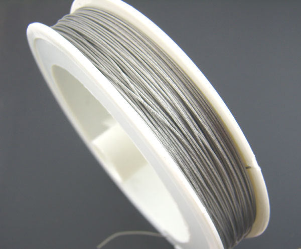 BULK Antique Silver Tone Beading Wire 180Ft - 0.45mm - Z028