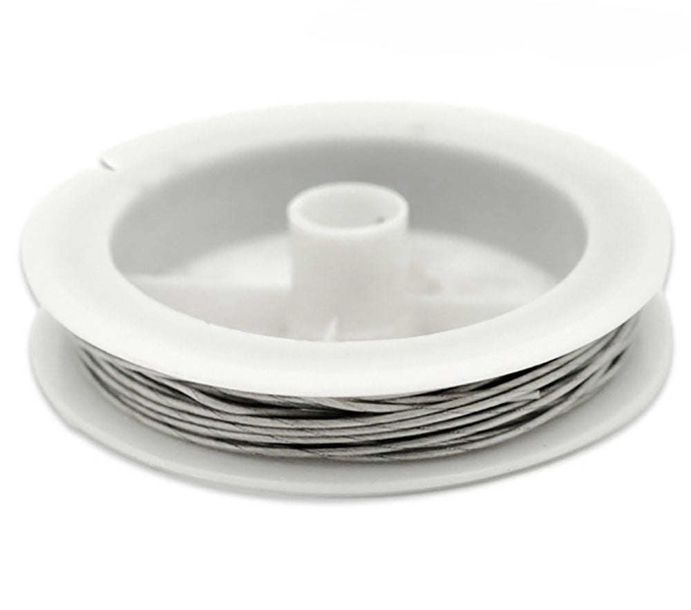 BULK Antique Silver Tone Beading Wire 29.5Ft - 1mm - Z369