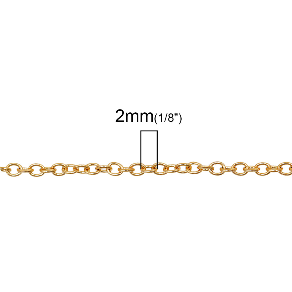 BULK Gold Tone Stainless Steel Cable Chain 1 Meter - 3.25Ft - 1.6mm - FD399