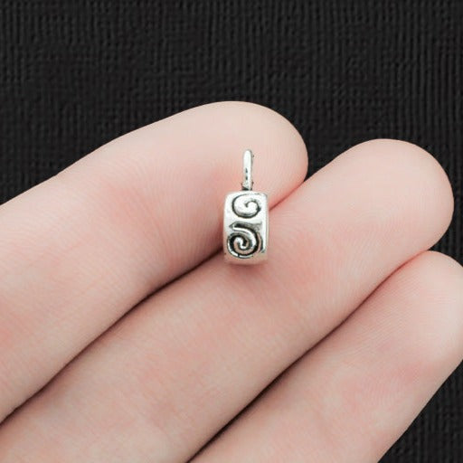 Bail Beads 12mm x 8mm - Antique Silver Tone - 5 Beads - SC2140