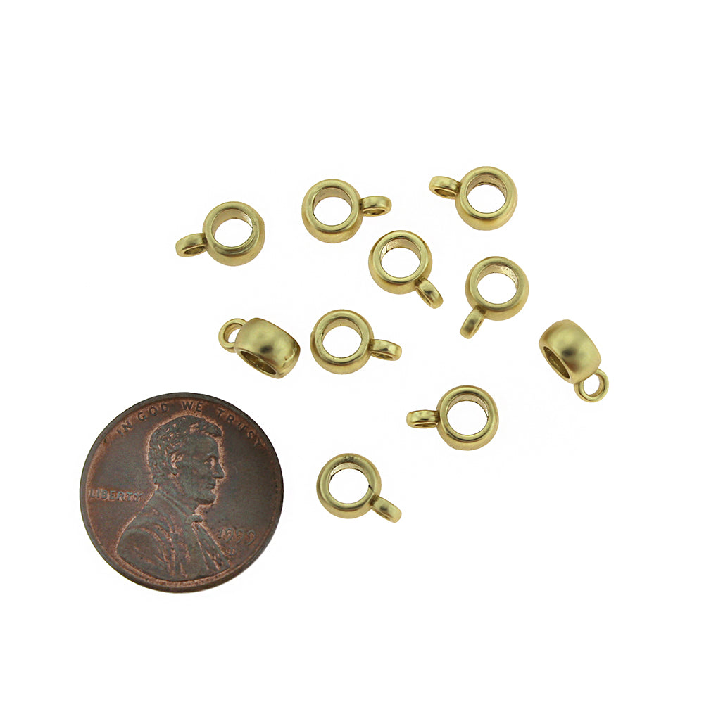 Bail Beads 9mm x 6mm - Véritable Plaqué Or - 5 Perles - FD816