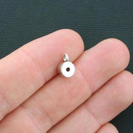 Bail Metal Beads 9mm x 6mm - Antique Silver Tone - 12 Beads - SC4379