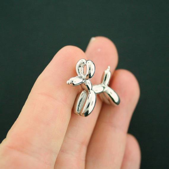 Balloon Dog Silver Tone Charm 3D - SC2538