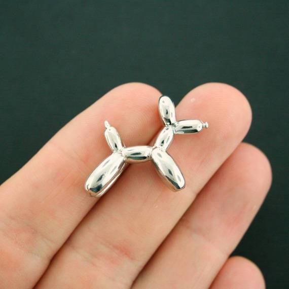 Balloon Dog Silver Tone Charm 3D - SC2538