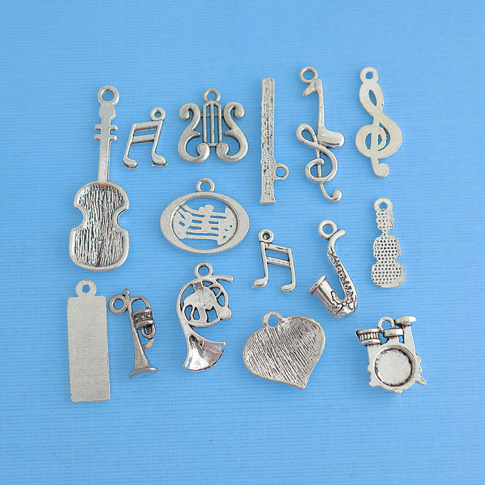 Band Charm Collection Deluxe Ton argent antique 15 breloques différentes - COL098