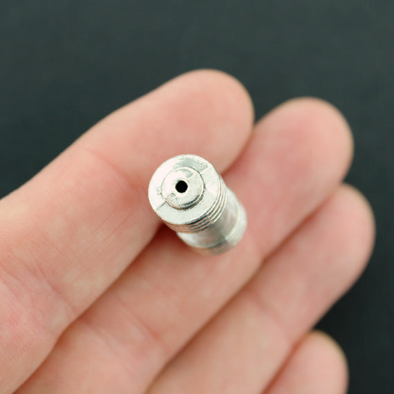 Perles d'espacement Barbell 18 mm x 10 mm - ton argent - 5 perles - SC2798