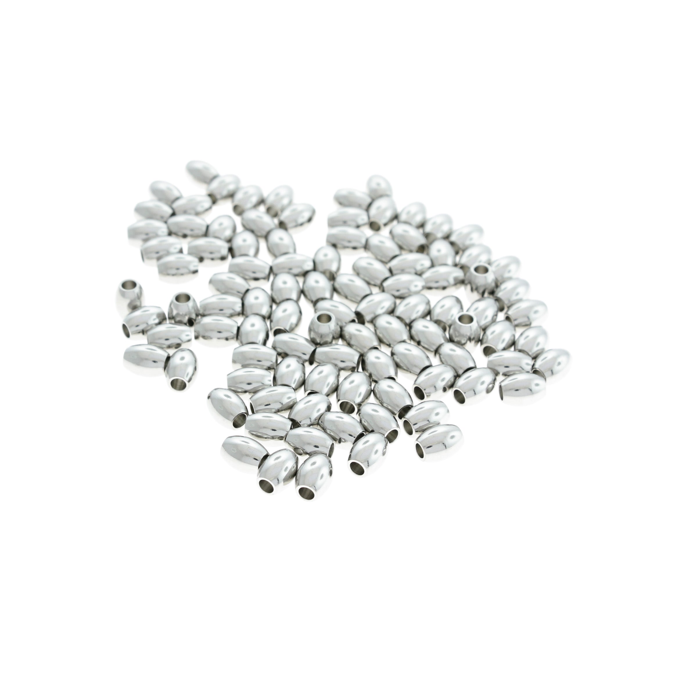 Barrel Spacer Beads 6.5mm x 5mm - Silver Stainless Steel - 12 Beads - FD336