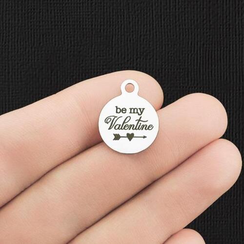 Be my Valentine Stainless Steel Small Round Charms - BFS002-5906