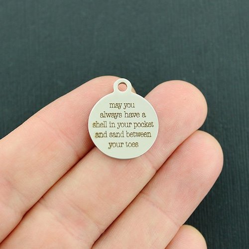 Beach Stainless Steel Charms - May you always have a shell in your pocket and sand between your toes - BFS001-3678