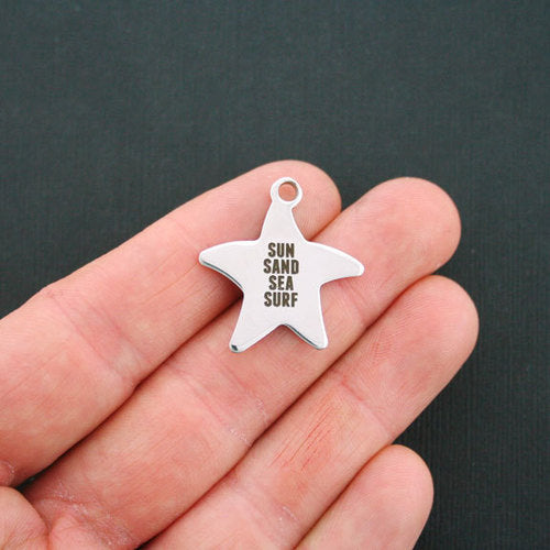 Beach Stainless Steel Starfish Charms - Sun sand sea surf - BFS019-0829