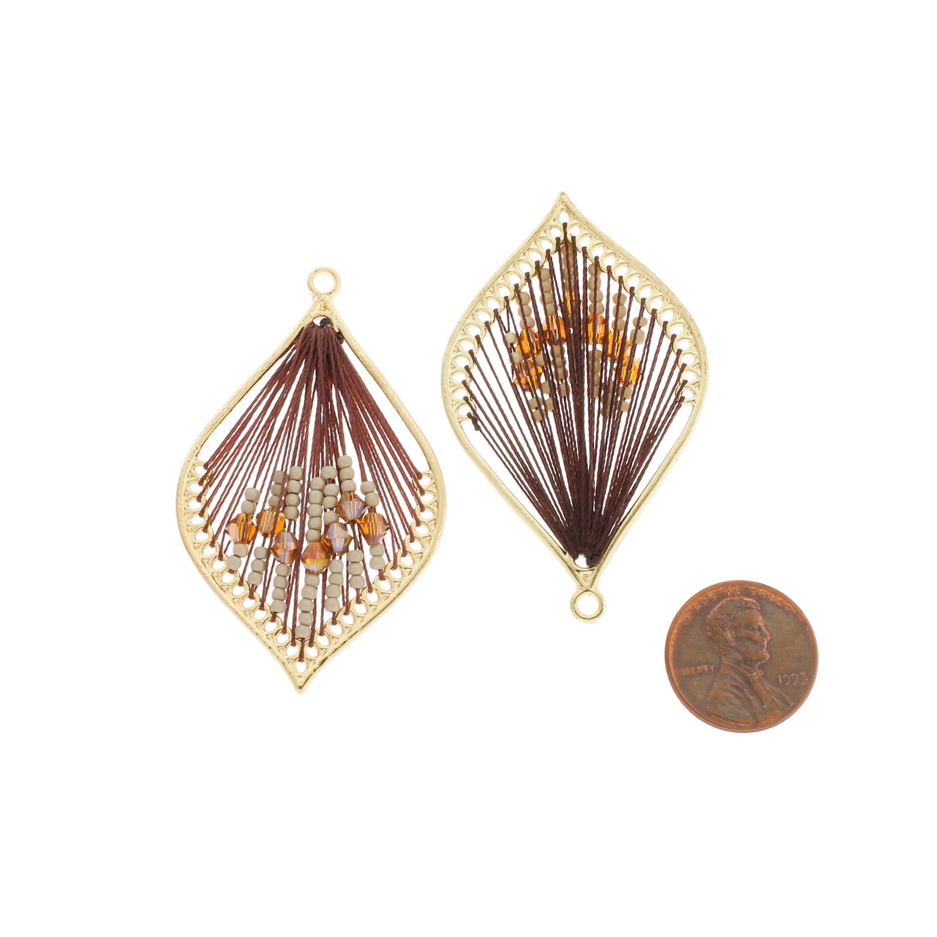 Beaded Woven Gold Tone Pendant - Choose Your Color!