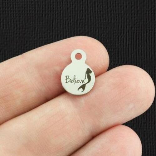Believe Mermaid Stainless Steel 10mm Loop Charms - BFS006-5727