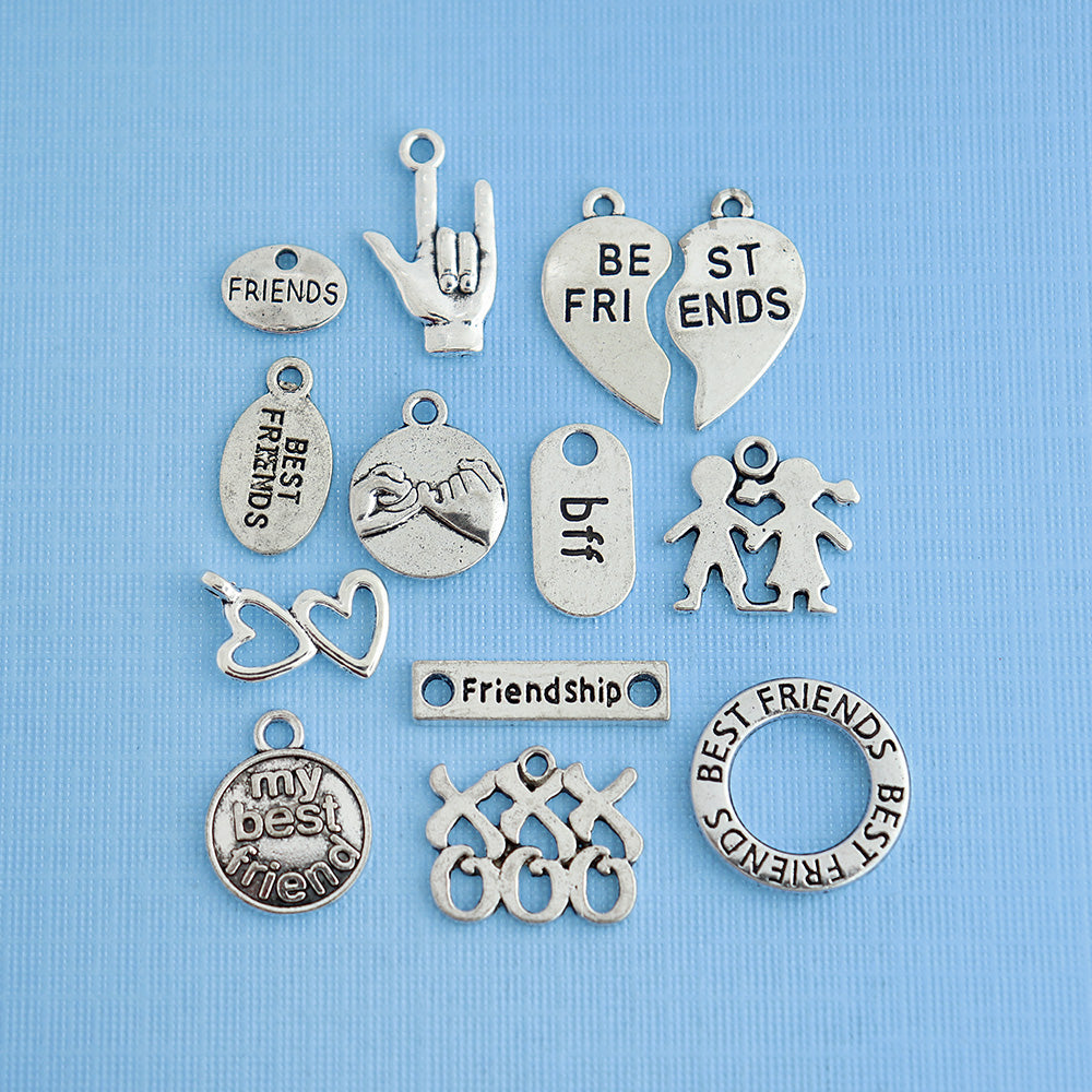 Best Friends Charm Collection Antique Silver Tone 13 Charms - COL310
