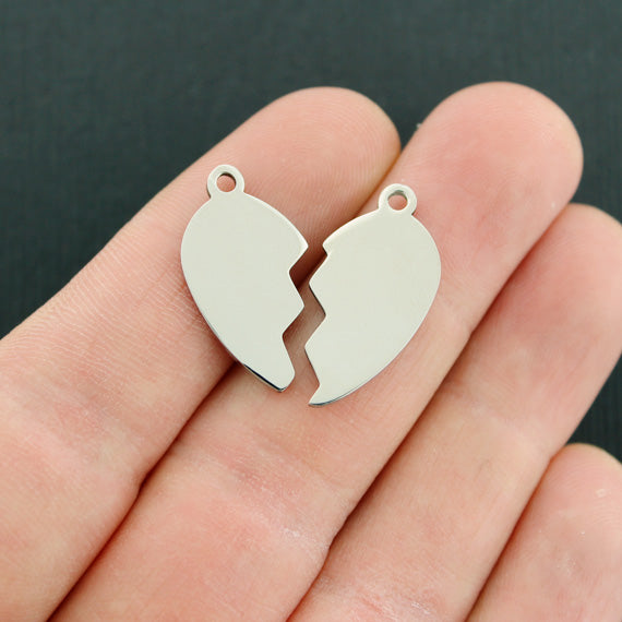 Best Friends Silver Tone Stainless Steel Charms 2 Piece Set - MT687