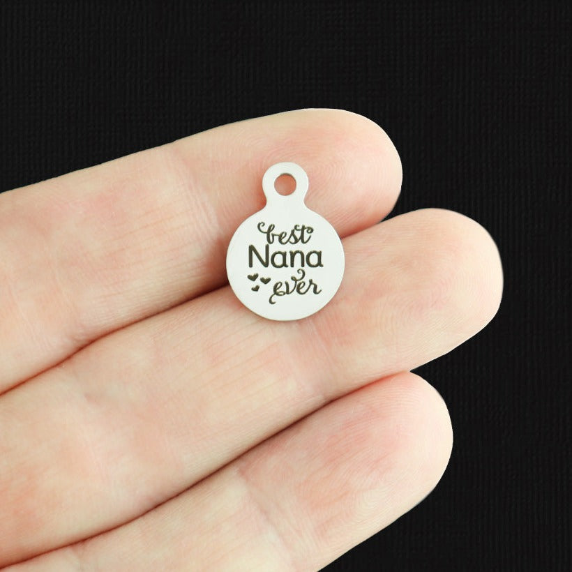 Best Nana Ever Stainless Steel 13mm Loop Charms - BFS008-8056
