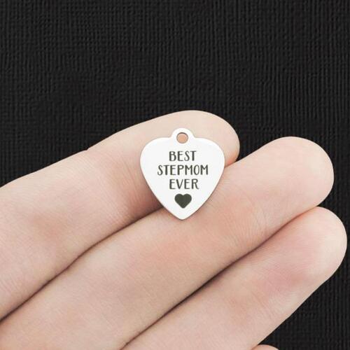 Best Stepmom Ever Stainless Steel Small Heart Charms - BFS012-5770