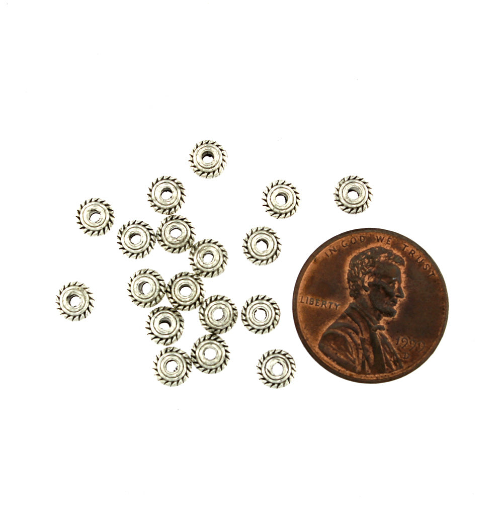 Perles intercalaires toupies 5 mm x 3 mm - ton argent antique - 50 perles - SC6680