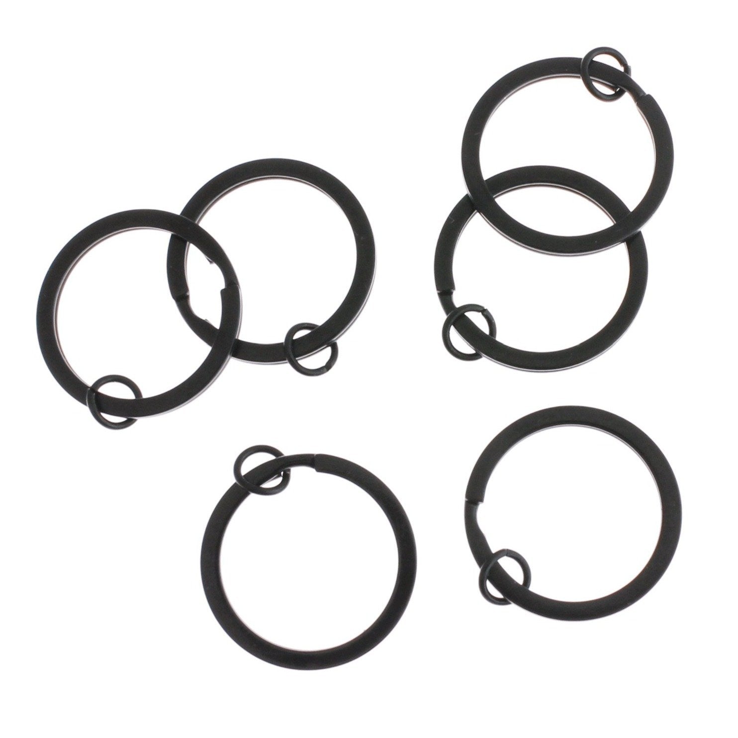 Black Enamel Key Rings with Attached Jump Ring - 30mm - 20 Pieces - FD263
