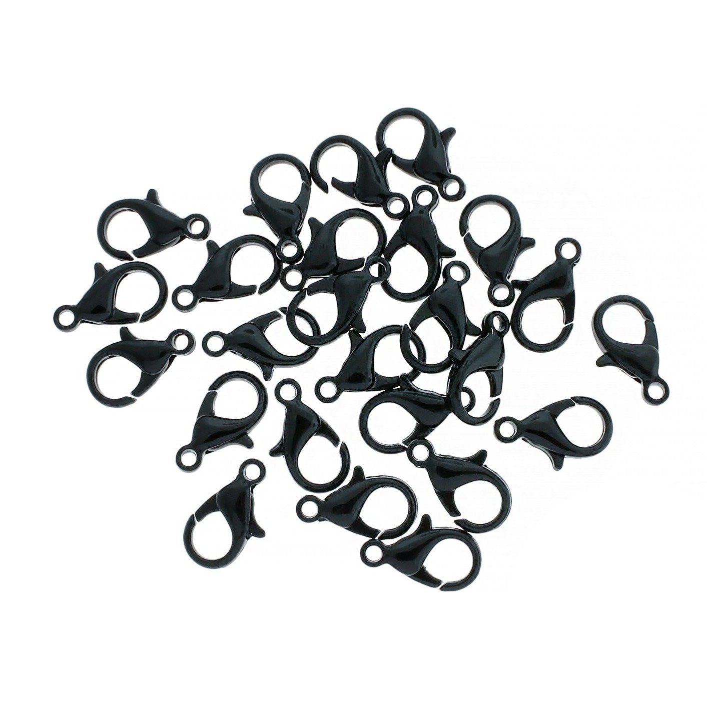 Black Enamel Lobster Clasps 14mm x 8mm - 50 Clasps - FF282