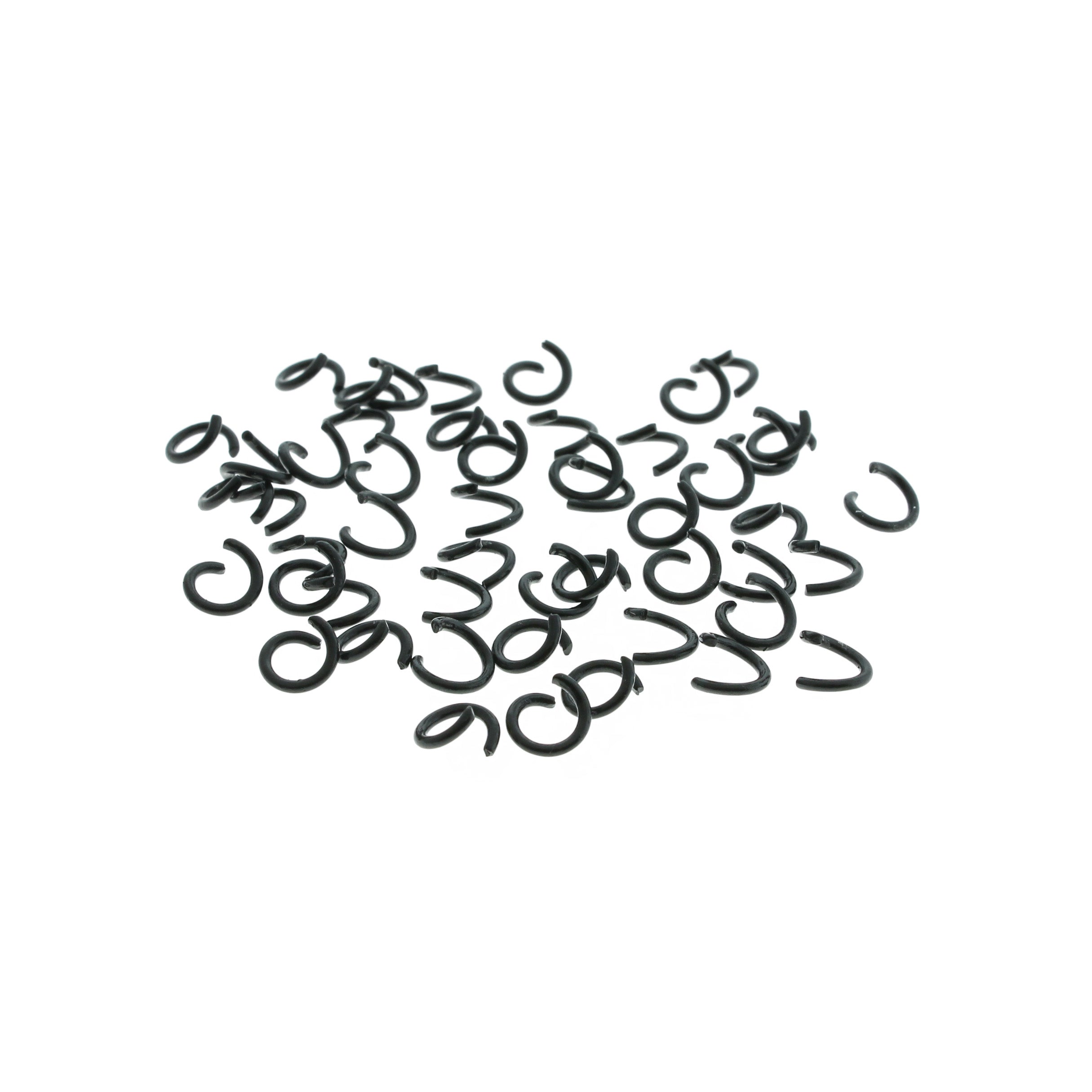Anneaux plaqués émail noir 8 mm x 1,2 mm - Calibre 16 ouvert - 50 anneaux - J044