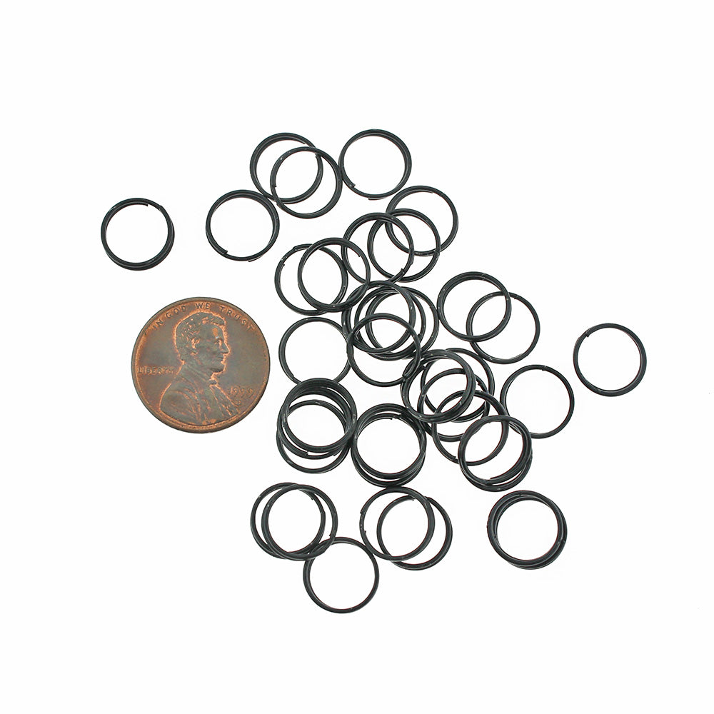 Black Stainless Steel Split Rings 10mm x 1.4mm - Open 15 Gauge - 200 Rings - SS065