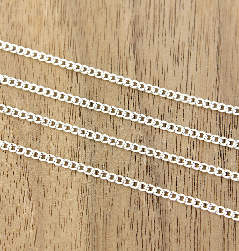 Chaîne gourmette argentée BULK - 2 mm - Choisissez votre longueur - 1 mètre + - CH048