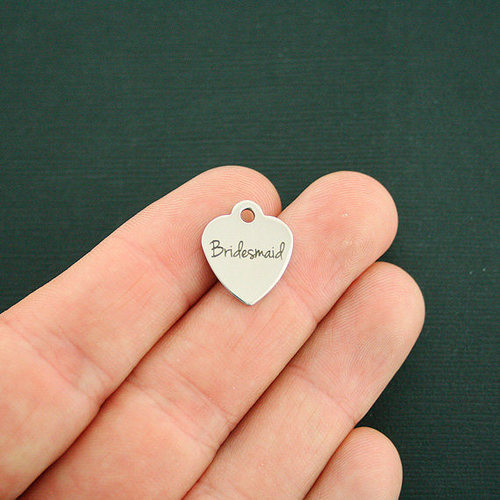 Bridesmaid Stainless Steel Small Heart Charms - BFS012-1937