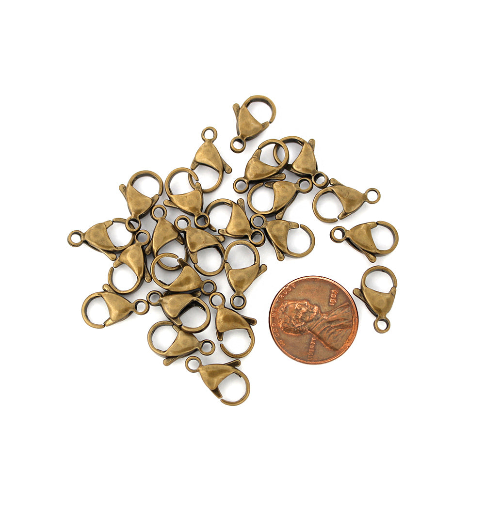 Bronze Stainless Steel Lobster Clasps 9mm x 15mm - 4 Clasps - FD667
