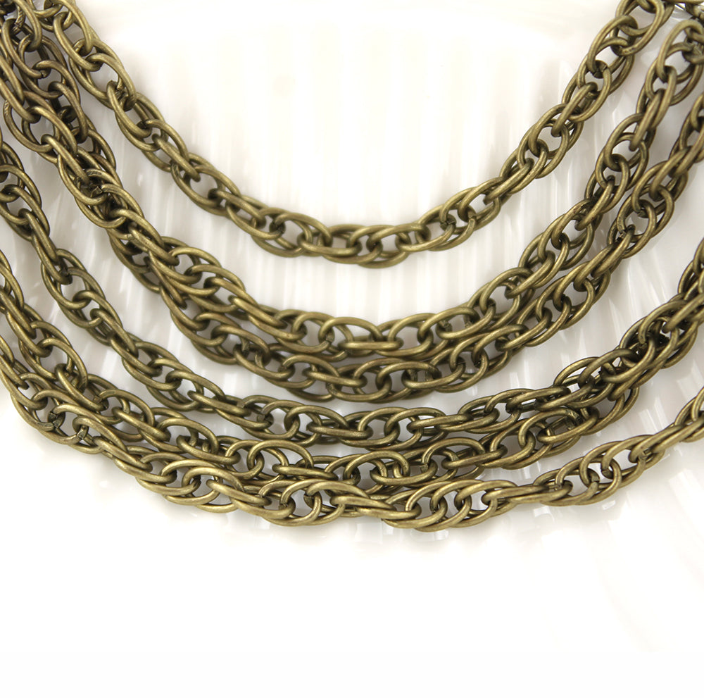 Bulk Antique Bronze Tone Cable Braided Chain 16ft - 4.5mm - FD122