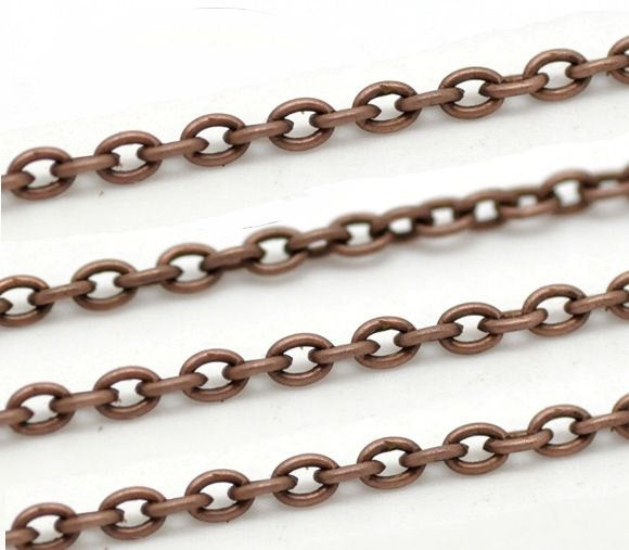 Bulk Antique Copper Tone Cable Chain 32ft - 2mm - FD029