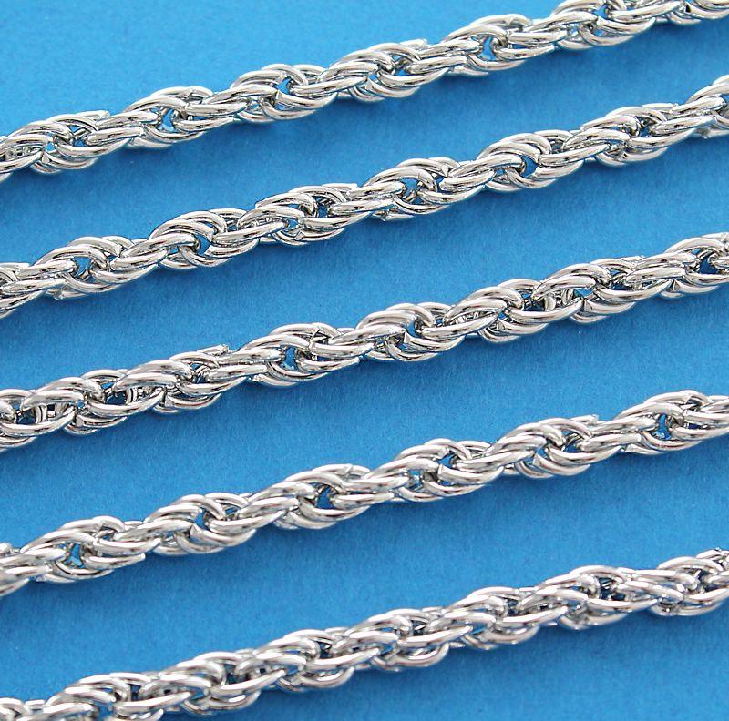 Bulk Antique Silver Tone Cable Braided Chain 9.75ft - 4.5mm - FD070