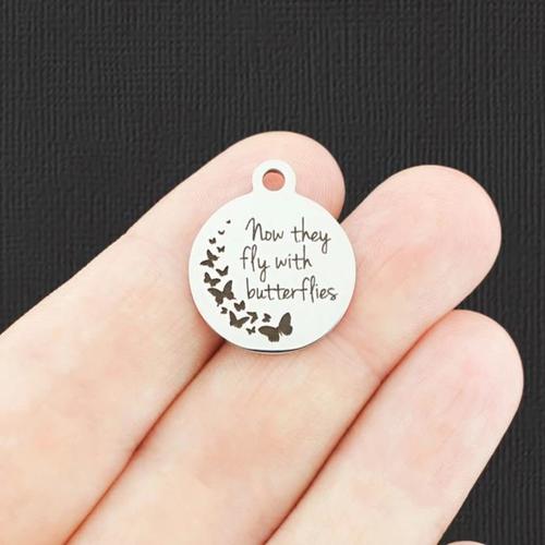 Butterflies Stainless Steel Charms - Now they fly with - BFS001-4643