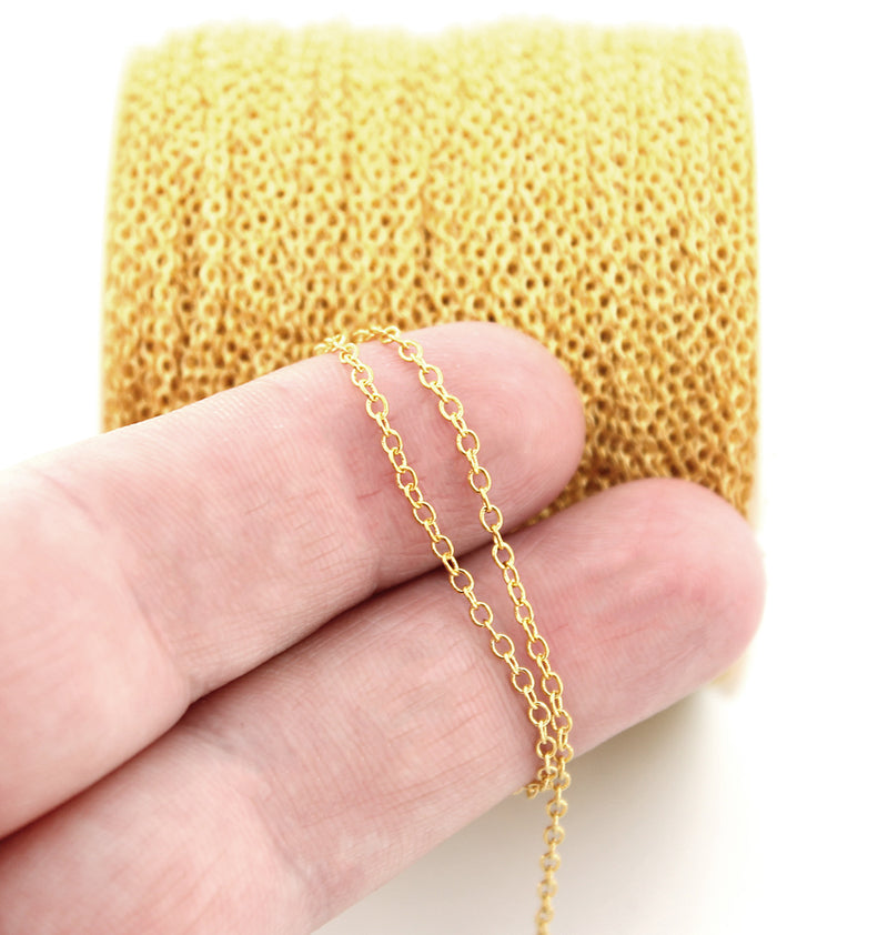 BULK Gold Tone Cable Chain - 1.5mm - Choose Your Length - 1 Meter + - CH017