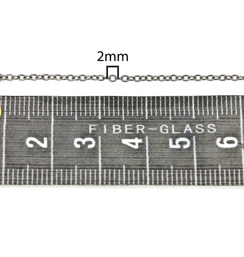 BULK Gunmetal Tone Cable Chain - 1.5mm - Choose Your Length - 1 Meter + - CH018