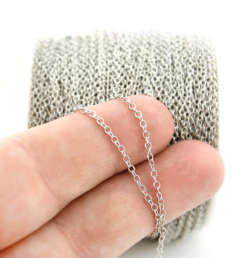 BULK Silver Tone Cable Chain - 1.5mm - Choose Your Length - 1 Meter + - CH020