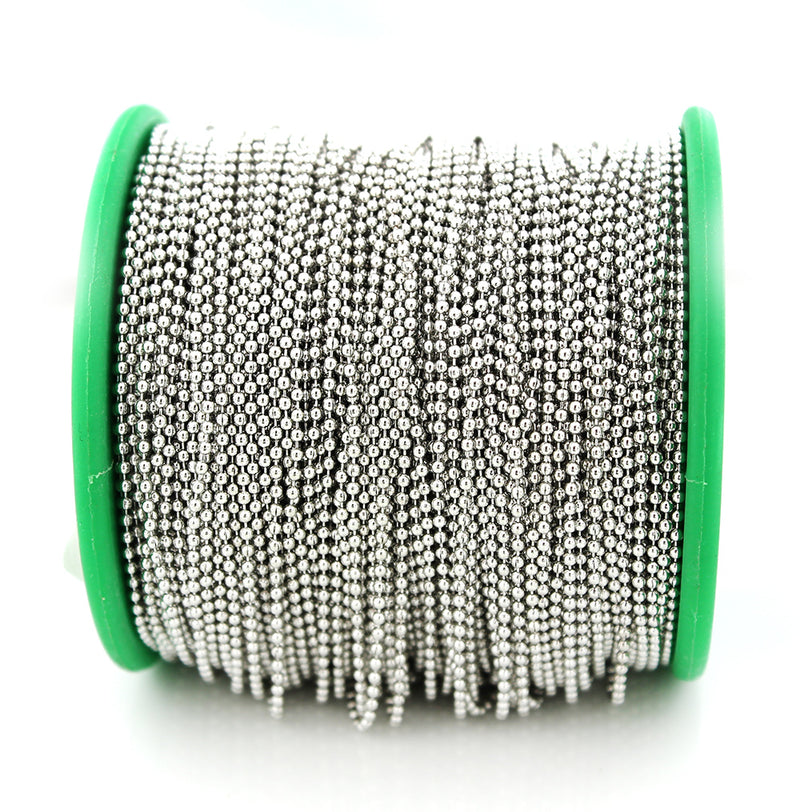 BULK Silver Tone Ball Chain - 1,5 mm - Choisissez votre longueur - 1 mètre + - CH027