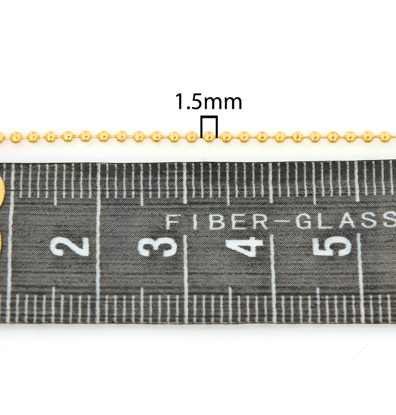 BULK Gold Tone Ball Chain - 1.5mm - Choose Your Length - 1 Meter + - CH031