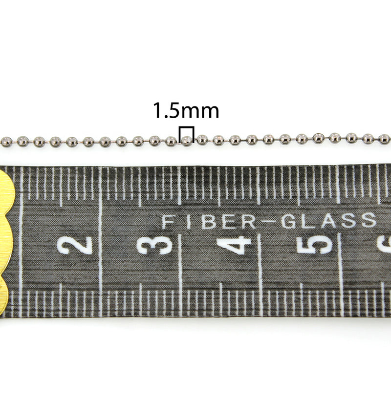 BULK Gunmetal Tone Ball Chain - 1.5mm - Choose Your Length - 1 Meter + - CH039