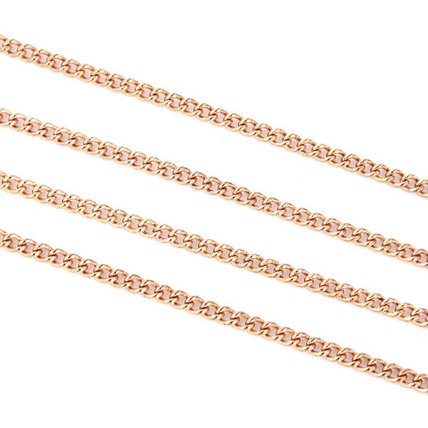 BULK Rose Gold Tone Curb Chain - 2mm - Choose Your Length - 1 Meter + - CH045