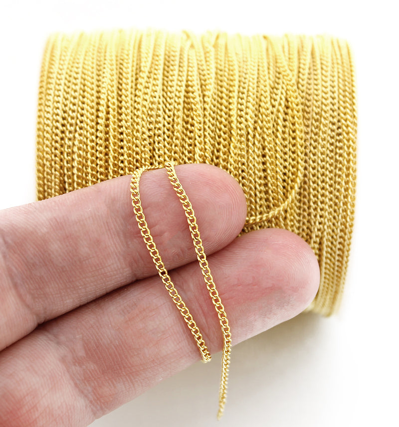 BULK Gold Tone Curb Chain - 1.5mm - Choose Your Length - 1 Meter + - CH052