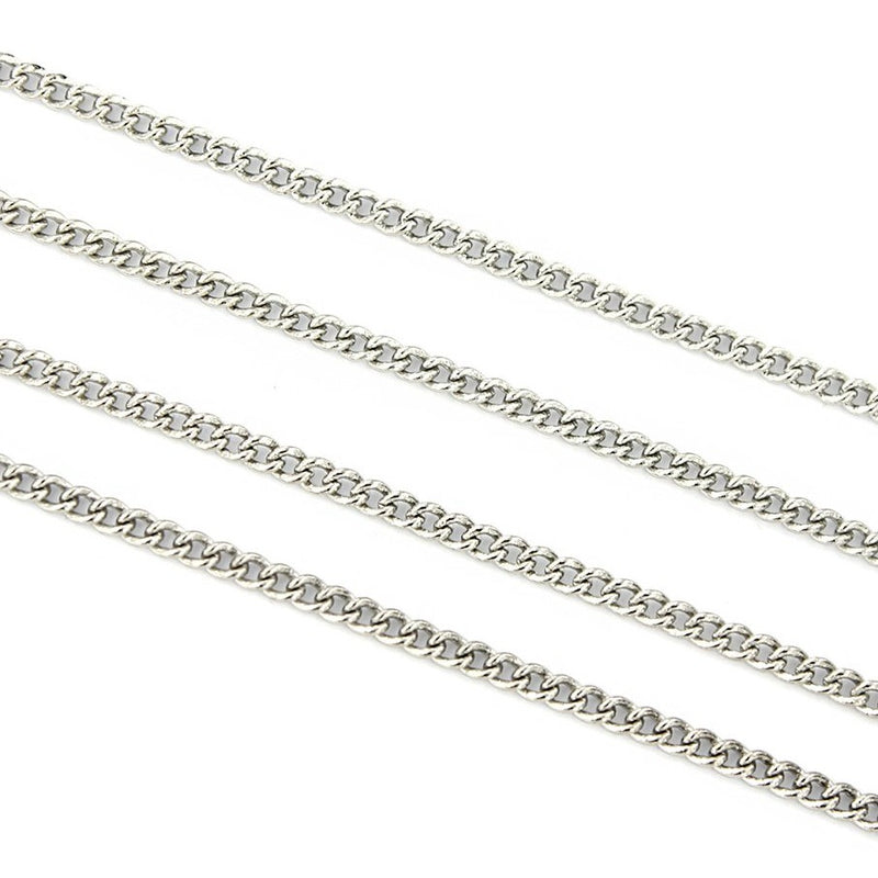 BULK Platinum Plated Curb Chain - 1.5mm - Choose Your Length - 1 Meter + - CH053