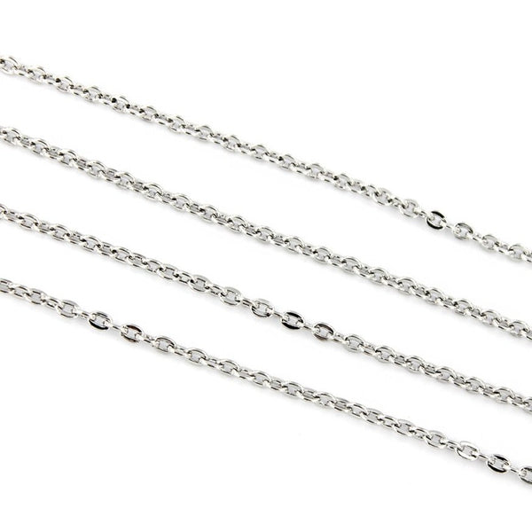 BULK Silver Tone Cable Chain - 1,3 mm - Choisissez votre longueur - 1 mètre + - CH057